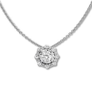 Diamond Necklace 1 ct tw Round-cut 14K White Gold
